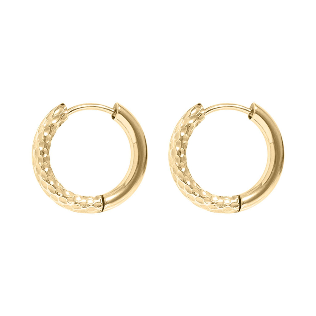 Half Textured Huggie Hoop Earrings 18K Gold PVD Stainless Steel