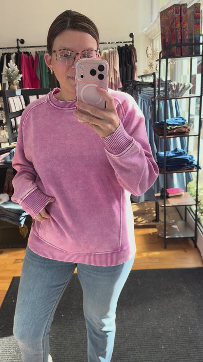 Acid Wash Fleece Sweatshirt