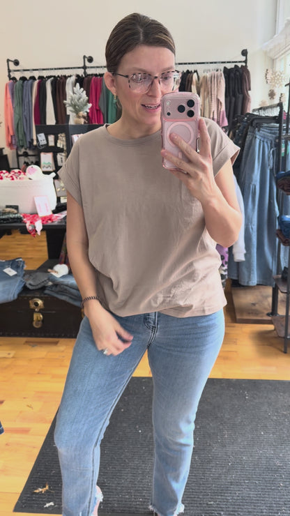 DOORBUSTER-Basic Rolled Sleeve Cotton Tee