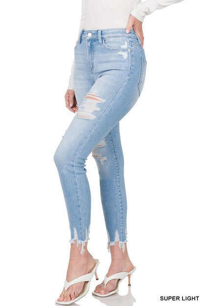 Distressed Skinny Denim in Light Wash